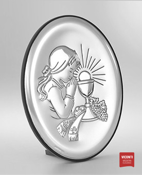Silber Bild zur Kommunion mit Graviur inklusive für Mädchen